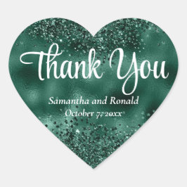 グリーンエレガントグリッター&フォイル結婚ズ・サンキュー ハートシール
