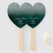 グリーンエレガントグリッター《写真》ぼけ味グリーン ハンドファン (正面&裏面)