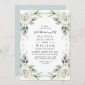 グリーンエレガントゴールデンフローラ結婚ズ 招待状 (正面/裏面)