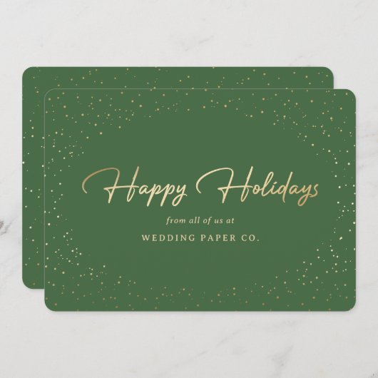 グリーンエレガントゴールド箔ハンドレタービジネス シーズンカード (正面/裏面)