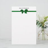 グリーンエレガントサテンボウオンホワイト 便箋 (スタンド正面)