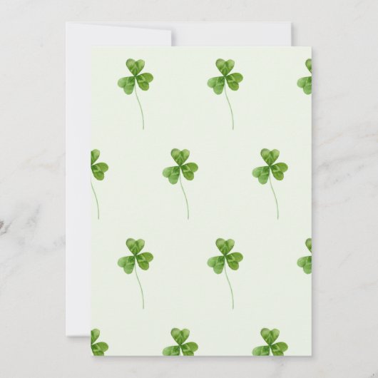 グリーンエレガントシャムロックブライダルシャワーブランチ 招待状 (裏面)