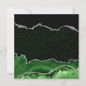 グリーンエレガントシルバーグリッターアゲートキンセアニェラ 招待状 (裏面)