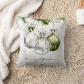 グリーンエレガントシルバー金ゴールドクリスマスオーナメント クッション (ブランケット)