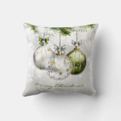 グリーンエレガントシルバー金ゴールドクリスマスオーナメント クッション (裏面)