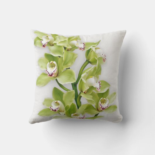 グリーンエレガントシンビジウムオーキッド装飾用クッション クッション (裏面)