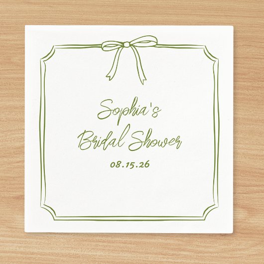 グリーンエレガントシンプルクラシックブライダルシャワー スタンダードカクテルナプキン