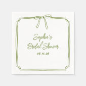 グリーンエレガントシンプルクラシックブライダルシャワー スタンダードカクテルナプキン (正面)