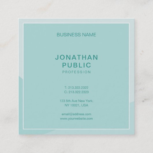 グリーンエレガントシンプルテンプレートプロフェッショナルモダン スクエア名刺 (裏面)