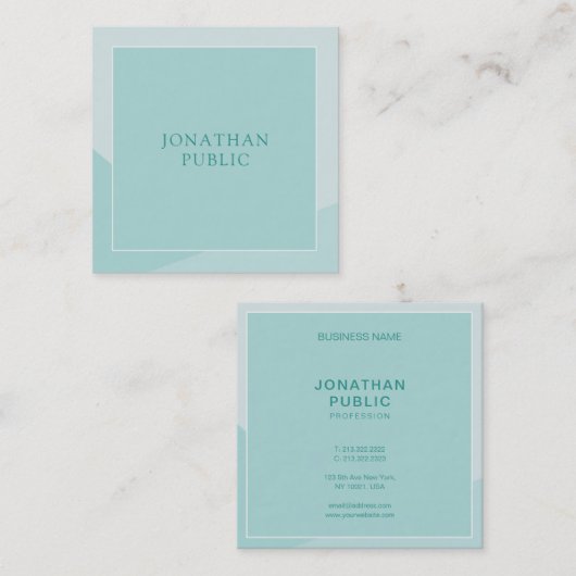 グリーンエレガントシンプルテンプレートプロフェッショナルモダン スクエア名刺 (正面/裏面)