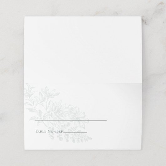 グリーンエレガントシンプルフローラ結婚ズ プレイスカード (外部開封)