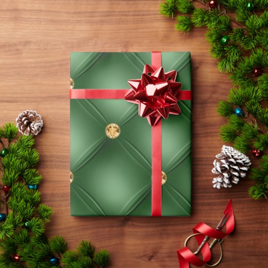 グリーンエレガントジュエリーきらきら光るスパークルシック ラッピングペーパー (クリスマスギフト)