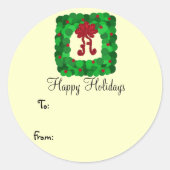 グリーンエレガントスクエアリースギフトラベル ラウンドシール (正面)