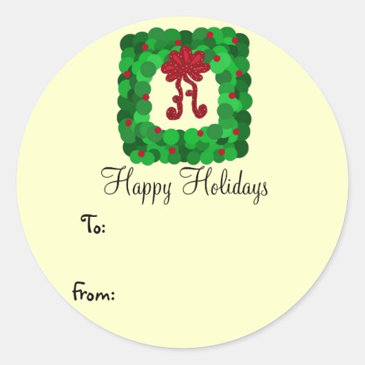 グリーンエレガントスクエアリースギフトラベル ラウンドシール (正面)