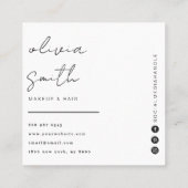 グリーンエレガントスタイリストボホモダンユニークトレンディー スクエア名刺 (裏面)