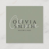 グリーンエレガントスタイリストボホモダンユニークトレンディー スクエア名刺 (正面)