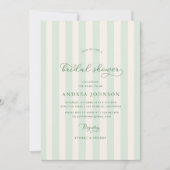 グリーンエレガントストライプカントリークラブブライダルシャワー 招待状 (正面)