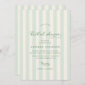 グリーンエレガントストライプカントリークラブブライダルシャワー 招待状 (正面/裏面)
