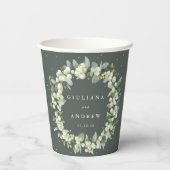 グリーンエレガントスノーベリー+ユーカリリース結婚ズ 紙コップ (裏面)