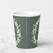 グリーンエレガントスノーベリー+ユーカリリース結婚ズ 紙コップ (右)