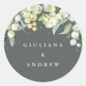 グリーンエレガントスノーベリー+ユーカリ結婚ス ラウンドシール (正面)