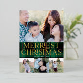 グリーンエレガントタータンチェッククリスマスフォトフォイルカード 箔シーズンカード (立ち正面)