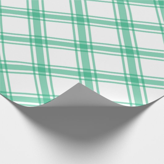 グリーンエレガントタータンチェックプレイドクリスマス ラッピングペーパー (角)