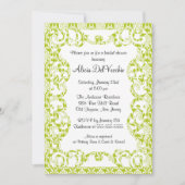 グリーンエレガントダマスクブライダルシャワーの招待 招待状 (正面)