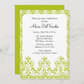 グリーンエレガントダマスクブライダルシャワーの招待 招待状 (正面/裏面)