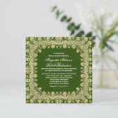 グリーンエレガントダマスク結婚招待状 招待状 (スタンド正面)