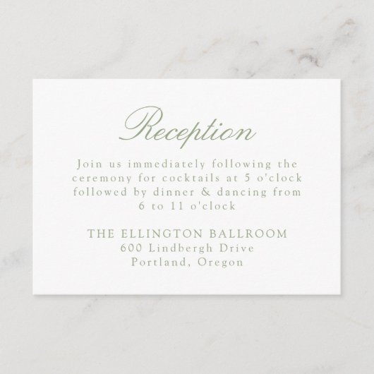 グリーンエレガントチャイノエリーフローラウェディングレセプション エンクロージャーカード (正面)