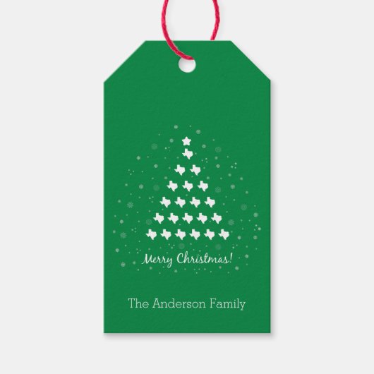 グリーンエレガントテキサス州クリスマスツリーギフトラベル ギフトタグ (正面)