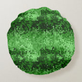グリーンエレガントディスコボールグリッター&スパークズ ラウンドクッション (裏面)
