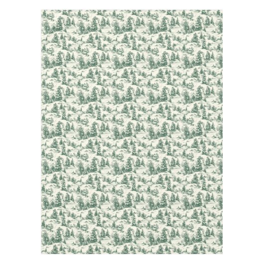 グリーンエレガントトイルフランスのカントリークリスマス テーブルクロス (正面)