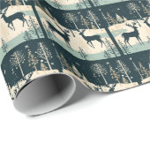 グリーンエレガントトナカイイラストレーション ラッピングペーパー (ロールコーナー)