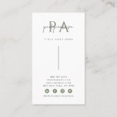 グリーンエレガントニュートラルボホシックモダンユニーク 名刺 (裏面)