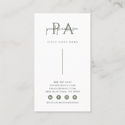 グリーンエレガントニュートラルボホシックモダンユニーク 名刺 (裏面)