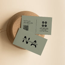 グリーンエレガントニュートラルQRコードモノグラムロゴボホ