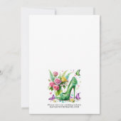 グリーンエレガントバタフライフローラシューズブライダルシャワー 招待状 (裏面)