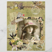 グリーンエレガントパリドリームコラージスクラップブック紙 (正面)