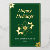 グリーンエレガントビジネスロゴクリスマス 箔シーズンカード (正面)