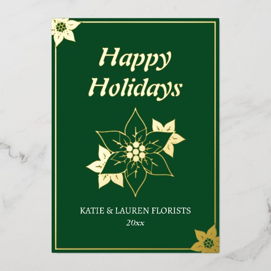 グリーンエレガントビジネスロゴクリスマス 箔シーズンカード (正面)