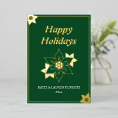 グリーンエレガントビジネスロゴクリスマス 箔シーズンカード (立ち正面)