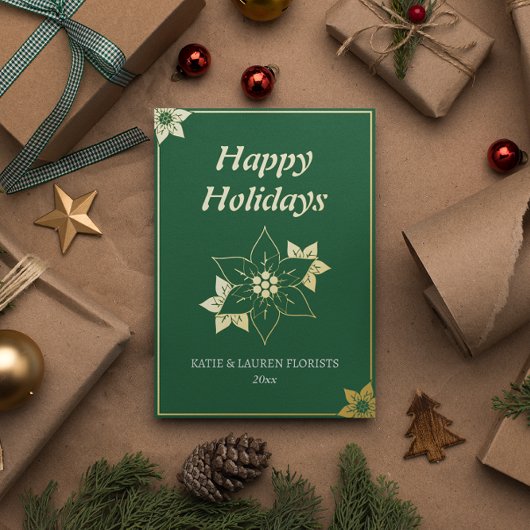 グリーンエレガントビジネスロゴクリスマス 箔シーズンカード
