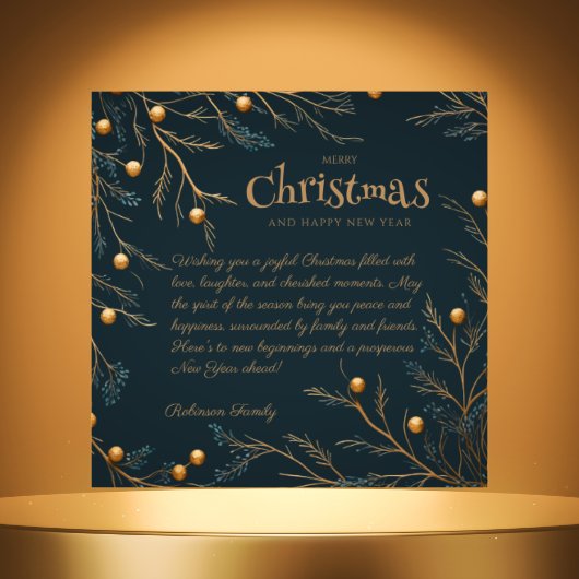 グリーンエレガントファミリーモノグラムクリスマスカード シーズンカード