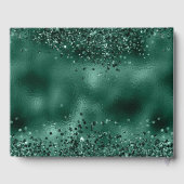 グリーンエレガントフェイクグリッターとフォイル結婚ズ ゲストブック (裏面)