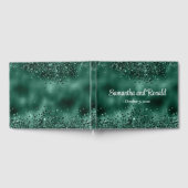 グリーンエレガントフェイクグリッターとフォイル結婚ズ ゲストブック (全面)