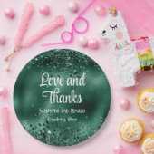 グリーンエレガントフェイクグリッターとフォイル結婚ズ ペーパープレート (パーティー)