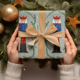 グリーンエレガントフェスティバルメリークリスマスくるみ割り ラッピングペーパー
