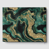 グリーンエレガントフォイルと金ゴールドグリッターアゲート結婚ト ゲストブック (裏面)